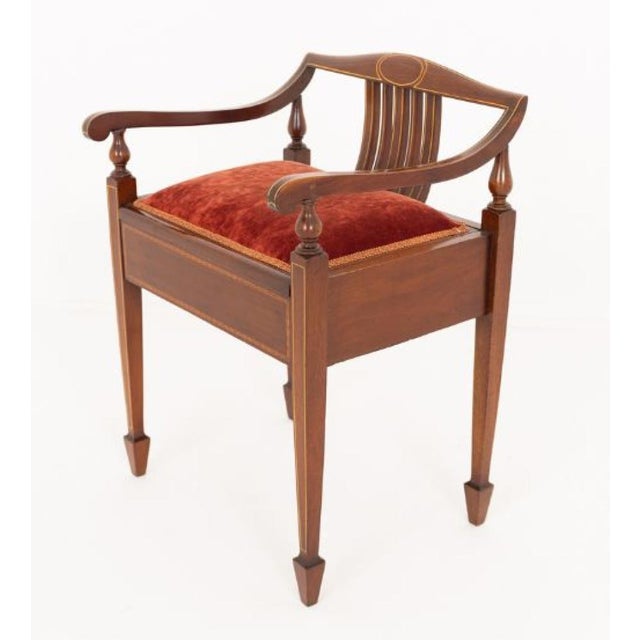 Antique Sheraton Revival Piano Stool in Mahogany, 1890s For Sale - Image 3 of 8