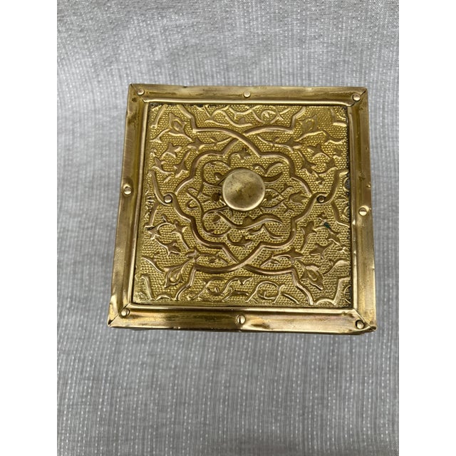 Small Vintage Brass Covered Wood Lidded Box For Sale - Image 10 of 12