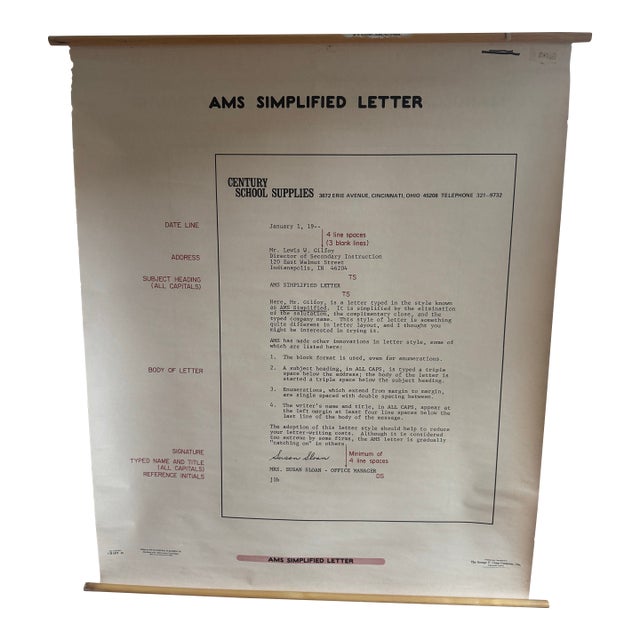 Vintage 1969 Typing Instruction Pull-Down Chart – Secretary School Poster -- Poster I For Sale