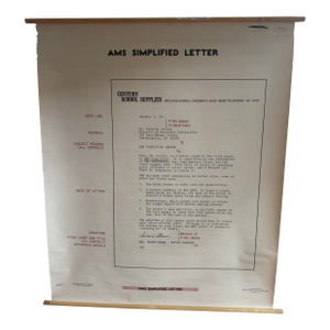 Vintage 1969 Typing Instruction Pull-Down Chart – Secretary School Poster -- Poster I
