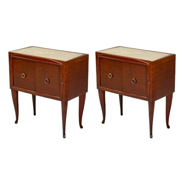 Osvaldo Borsani Attr., Exotic Wood, Glass, Brass, Nightstands, Italy, 1960s, Pair For Sale
