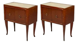 Osvaldo Borsani Attr., Exotic Wood, Glass, Brass, Nightstands, Italy, 1960s, Pair