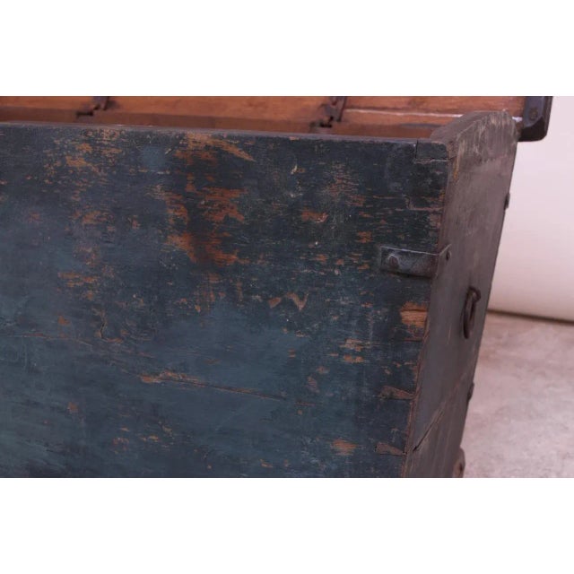 18th Century 18th Century Early Americana Painted Wood Monogrammed Trunk For Sale - Image 5 of 12