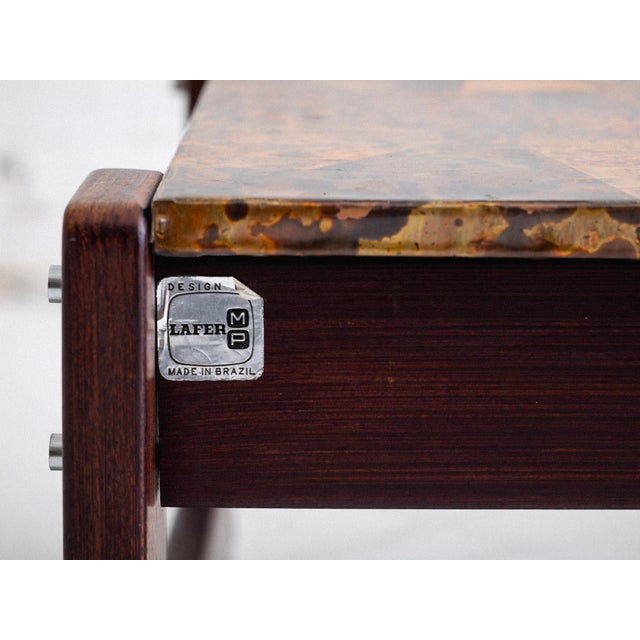 Wood Rosewood and Lacquered Copper Side Table by Percival Lafer For Sale - Image 7 of 11