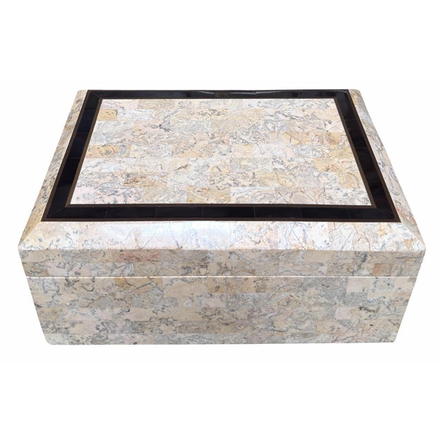 Modern Maitland Smith Travertine Marble Jewelry Box.