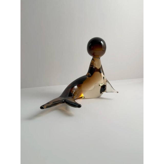 Murano Smoked Sommerso Glass Seal by V. Nason, Italy 1970s For Sale - Image 9 of 10