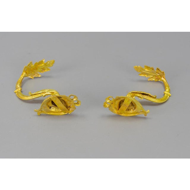 French Louis XIV Style Gilt Bronze Curtain Tiebacks or Curtain Holders, 1920s, Set of 2 For Sale - Image 11 of 17