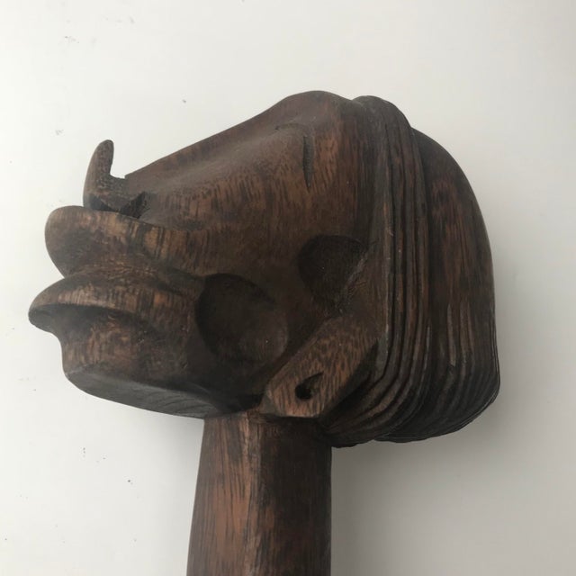 Vintage Mid-Century African Companion Wood Sculptures - A Pair For Sale - Image 9 of 10