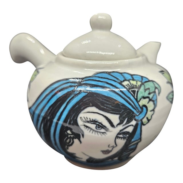 Vintage Kyusu Arabesque Hand Painted Tea/Coffee Pot For Sale
