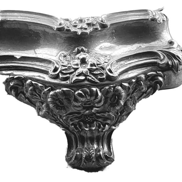 Metal Antique Silverplate Ornate Footed Plateau Vanity Tray For Sale - Image 7 of 7
