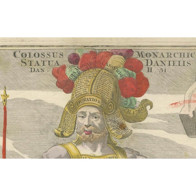 Title: Striking 1740 Engraving of Colossus Depicting King Nebuchadnezzar's Dream : This vibrant 1740 engraving, titled...