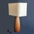 Offered is a Mid 20th Century bottle-shaped turned wood table lamp in the style of Gordon & Jane Martz/Marshall Studios....