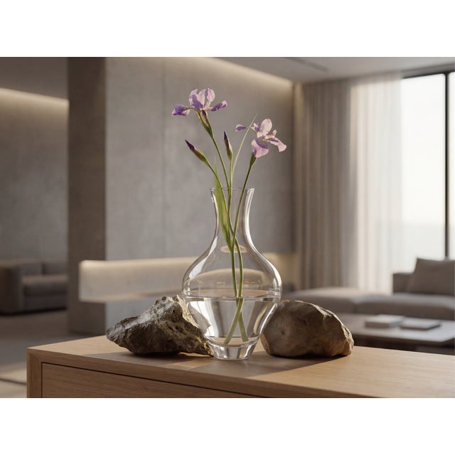 Sculptural Crystal Vase With Natural Stone – One of a Kind Coffee Table Art For Sale In New York - Image 6 of 8