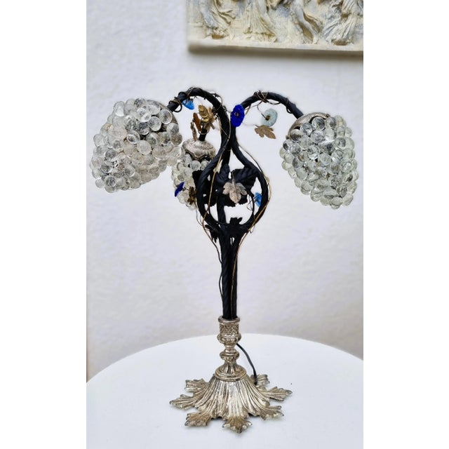 Vintage Murano Glass Grape Table Lamp, 1975 For Sale - Image 4 of 16