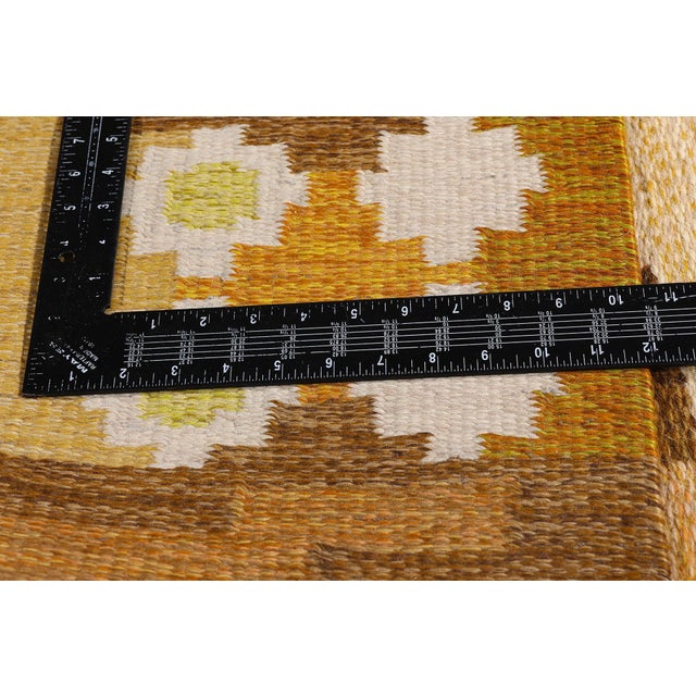 Amber Ingegerd Silow Vintage Swedish Rollakan Rug, 04'06 X 06'10 For Sale - Image 8 of 11