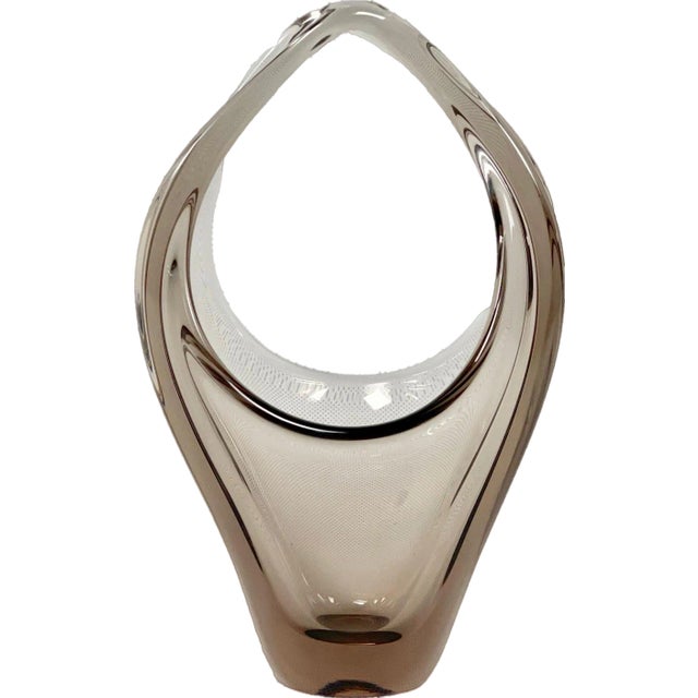 Bohemian Glass Basket attributed to Miroslav Klinger for Železný Brod, 1960s For Sale