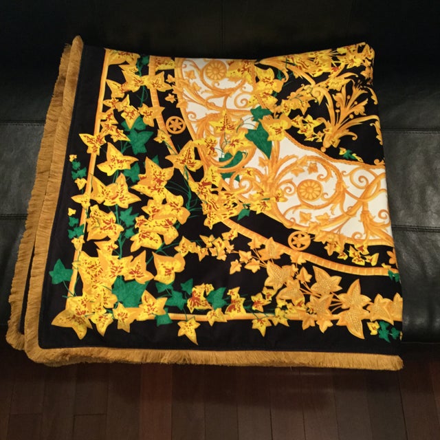 Gianni Versace Custom Made Mendoza Head Green & Gold Velvet Throw For Sale - Image 12 of 12