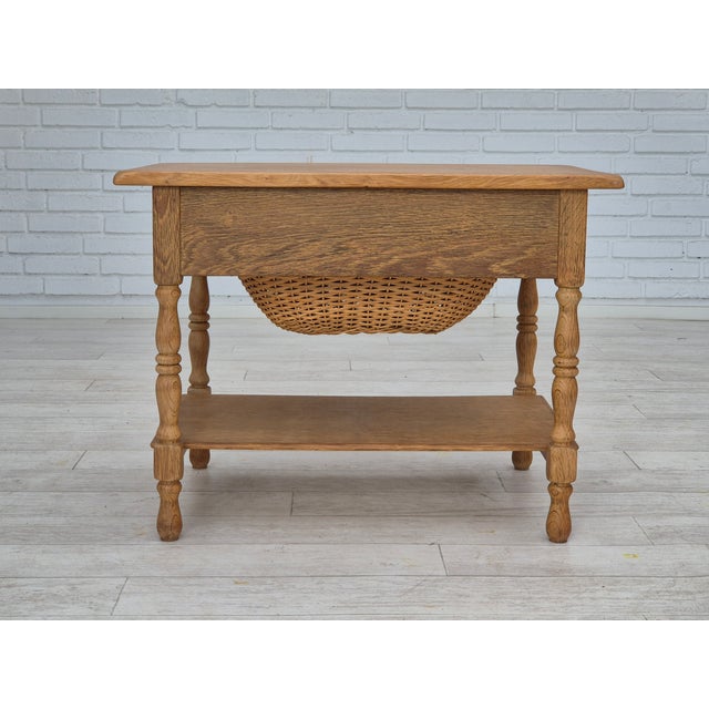 Danish Sewing Chest of Drawers in Oak & Rattan, 1970s For Sale - Image 11 of 18