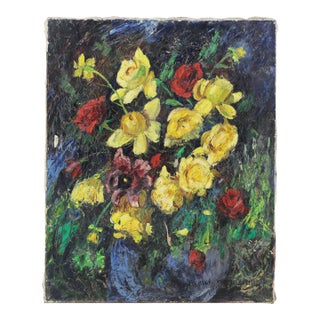 Nandor Vagh Weinmann Impasto Floral Still Life Oil Painting For Sale