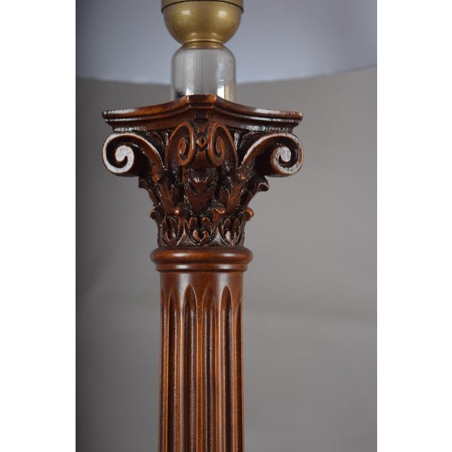 Wood Neoclassical Wooden Fluted Column Table Lamps, 1960s, Set of 2 For Sale - Image 7 of 15