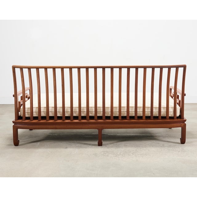 Pair of Michael Taylor Style Ming Inspired Hardwood Sofas For Sale - Image 9 of 18