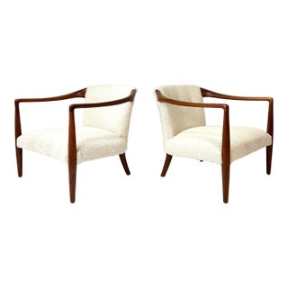 1950's Sculpted Walnut Lounge Chairs For Sale