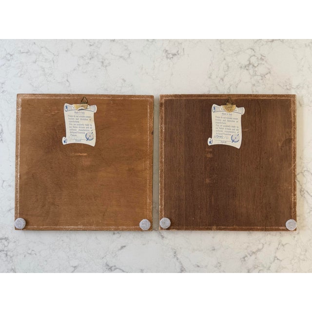 Vintage Italian Florentine Square Wall Plaques - A Pair For Sale - Image 10 of 12