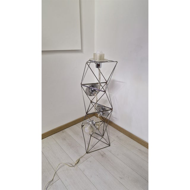 Metal Poliedra Metal Floor Lamp by Felice Ragazzo for Guzzini, 1970s For Sale - Image 7 of 16