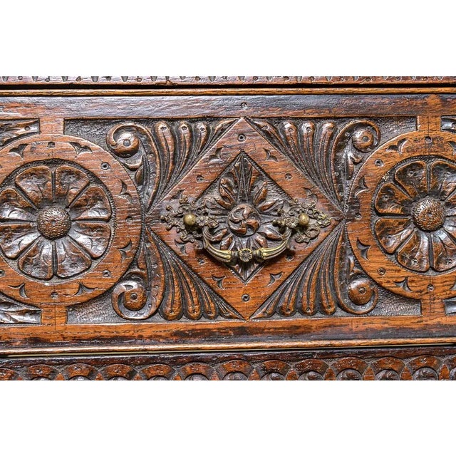Brown Antique English Carved Oak Dresser and Plate Rack For Sale - Image 8 of 9
