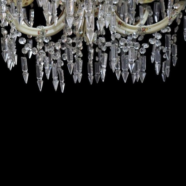 Glass 1940s Italian Capodimonte Style Crystal & Hand Painted Porcelain & Glass 12-Light Chandelier For Sale - Image 7 of 11