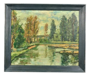 Henri Joseph Pauwels, Wooded Landscape, 1966, Oil Painting, Framed