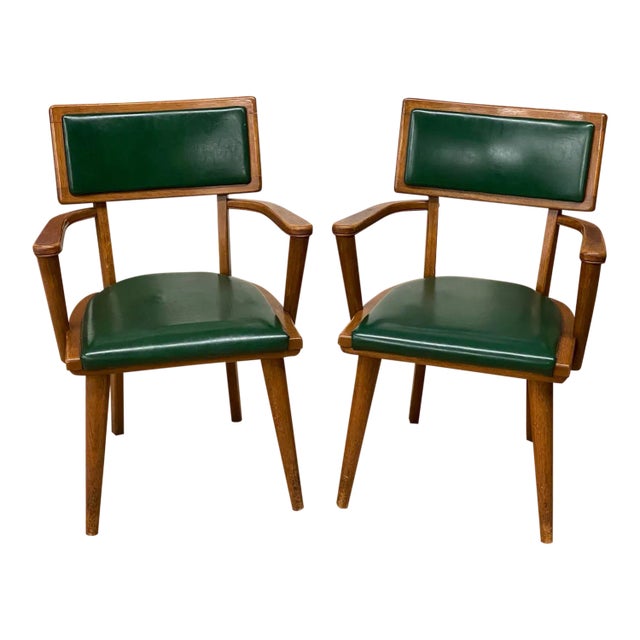 1950s Mid-Century Changeback Boling Chair Co. Walnut Armchairs - a Pair For Sale