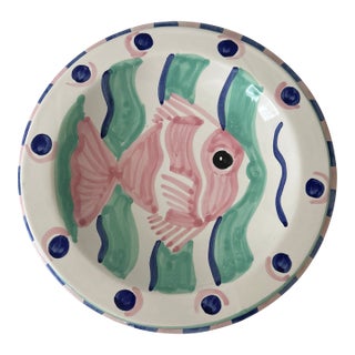 Vintage Ceramic Fish Serving Dishes Hand Painted Italy For Sale
