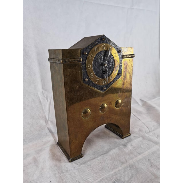 Vintage Art Deco Console Clock in Brass Case, 1930 For Sale - Image 16 of 18
