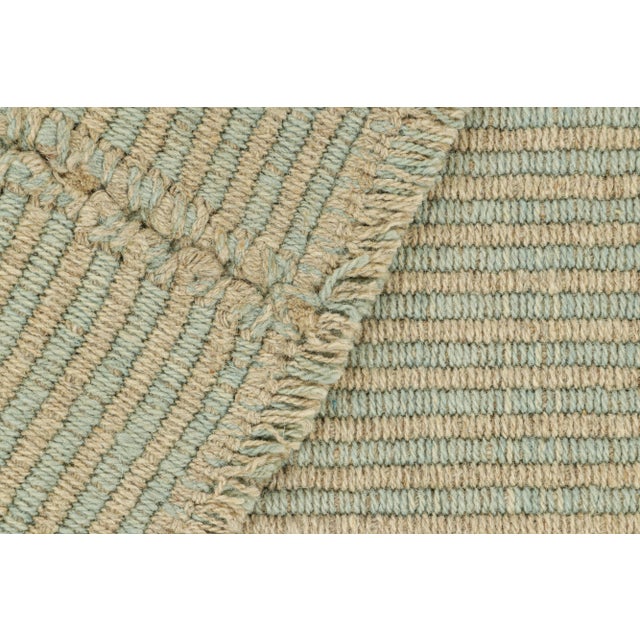 Textile Rug & Kilim’s Contemporary Oversized Kilim in Blue and Beige Textural Stripes For Sale - Image 7 of 7