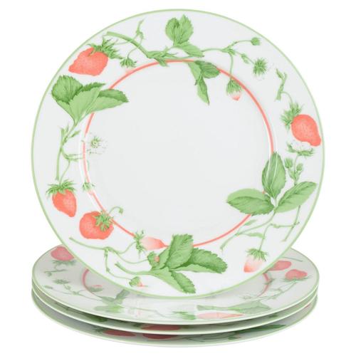1980s Porcelain Fraise Series Charger Plates by Bill Goldsmith for Limoges, 1980s, Set of 4 For Sale - Image 5 of 5