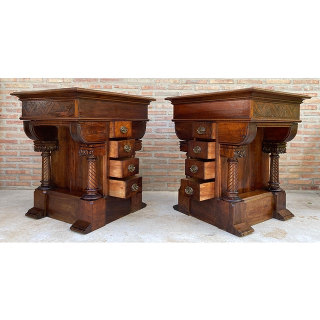 Pair of Spanish Empire Revival Console Tables with Spiral Columns, 1890s For Sale - Image 6 of 17