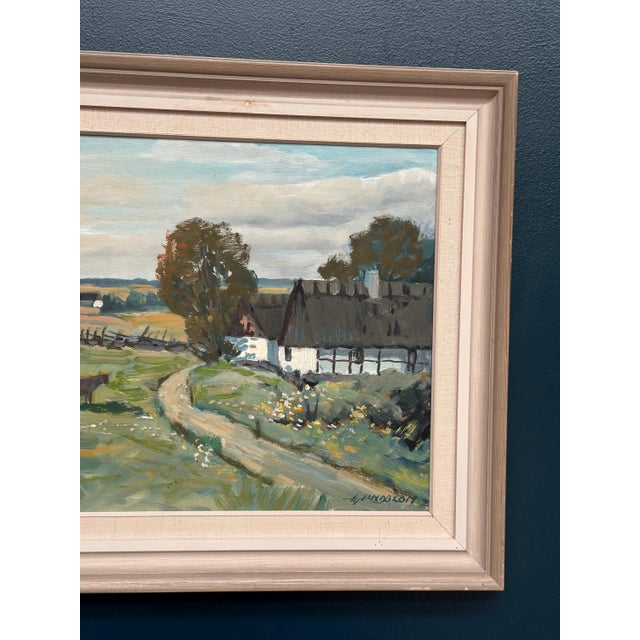 Hjalmar Lindblom, Farms with Grazing Cows, 1950s, Oil on Canvas, Framed For Sale - Image 5 of 11