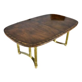 Mastercraft Walnut Dining Table With Brass Bamboo Legs For Sale