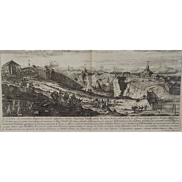 An Antique Engraved View of Copper Mining in Sweden in the 17th C. By Dahlberg, 1705 For Sale - Image 4 of 4