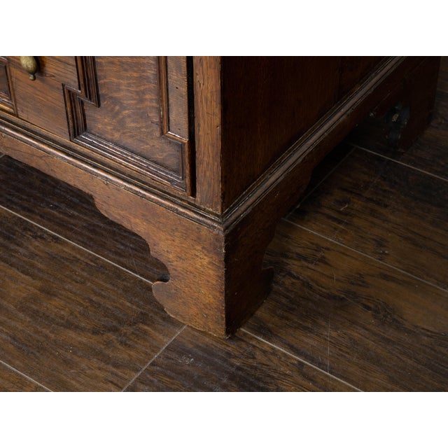 English George III Period 1800s Oak Two Part Geometric Front Five Drawer Chest For Sale - Image 4 of 12