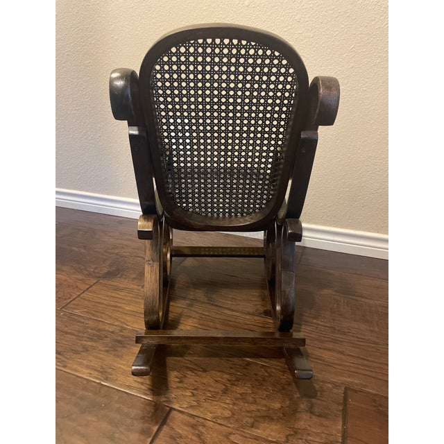 Mid 19th Century Vintage Bentwood & Cane Child's Rocking Chair Kid's Rocker For Sale - Image 4 of 9