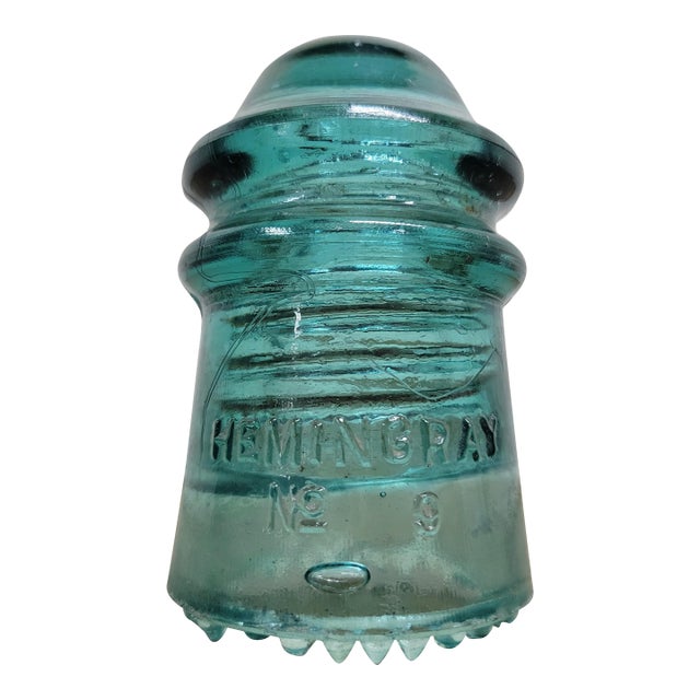 Vintage Hemingray No. 9 Aqua Glass Insulator For Sale