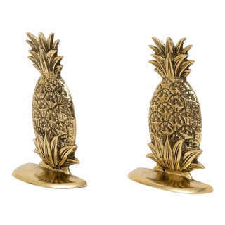 Pineapple Form Bookends in Polished Brass - the Pair For Sale