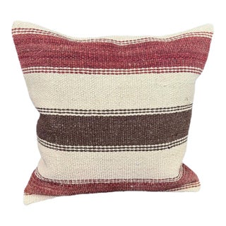Turkish Hemp Pillow Cushion Natural Beige Red Cushion Cover 20"x20" For Sale