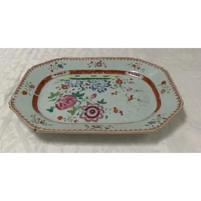 Ceramic 18th Century Chinese Qing Period Famille Rose Rectangular Cut-Corner Enameled Porcelain Platter For Sale - Image 7 of 11