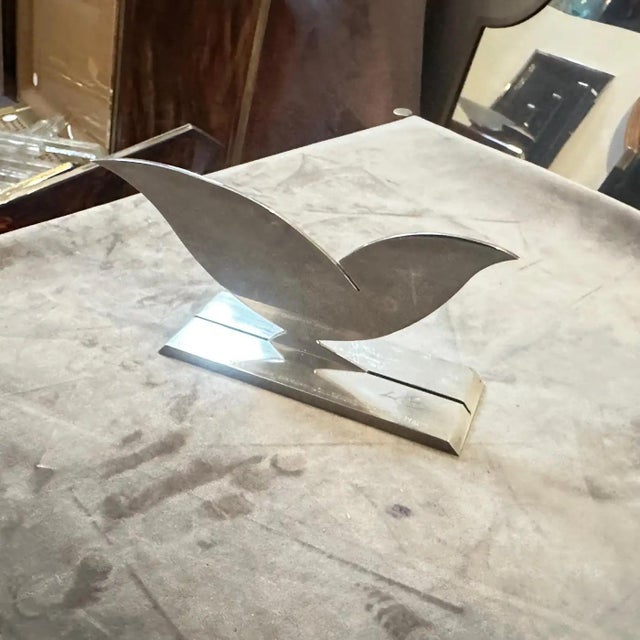 A sleek and elegant piece of Italian design, this Minimalist Sculpture, "La Colombella Bianca" (The white Dove, was...