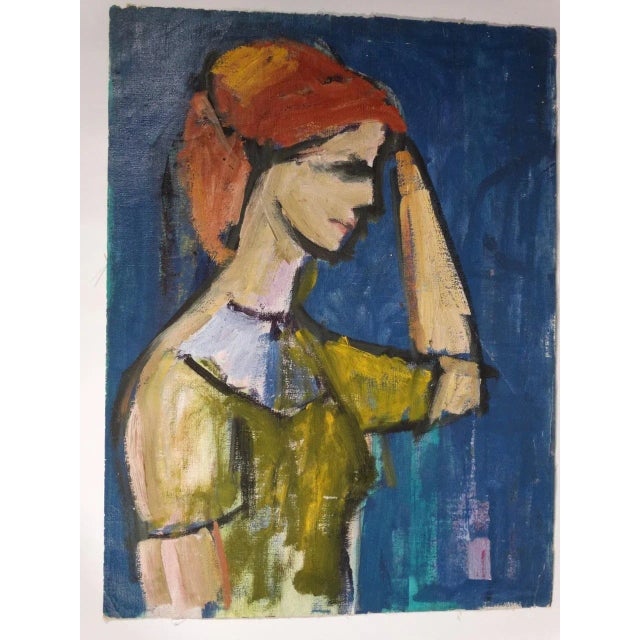 1960s Marie Cofalka Portrait Oil Painting of a Red Headed Woman in Profile For Sale - Image 5 of 5