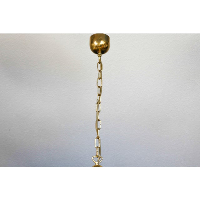 Metal Mid-Century Glass & Brass Pendant Light, 1970s For Sale - Image 7 of 14
