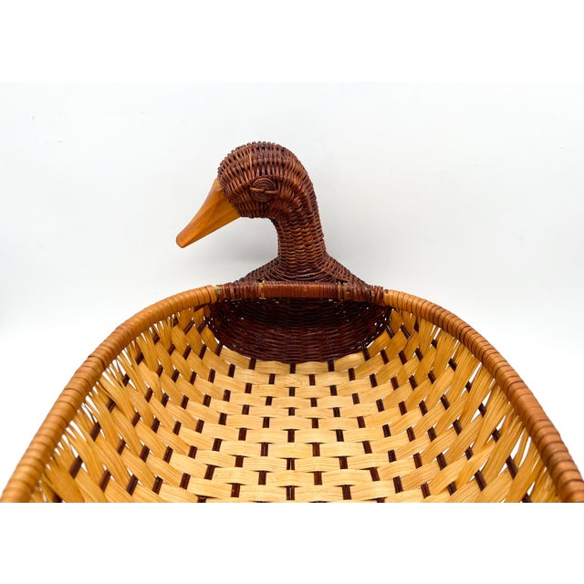 Vintage Wicker Duck Basket – Sculptural Goose Basket – Boho, Coastal, Cottagecore For Sale - Image 10 of 14